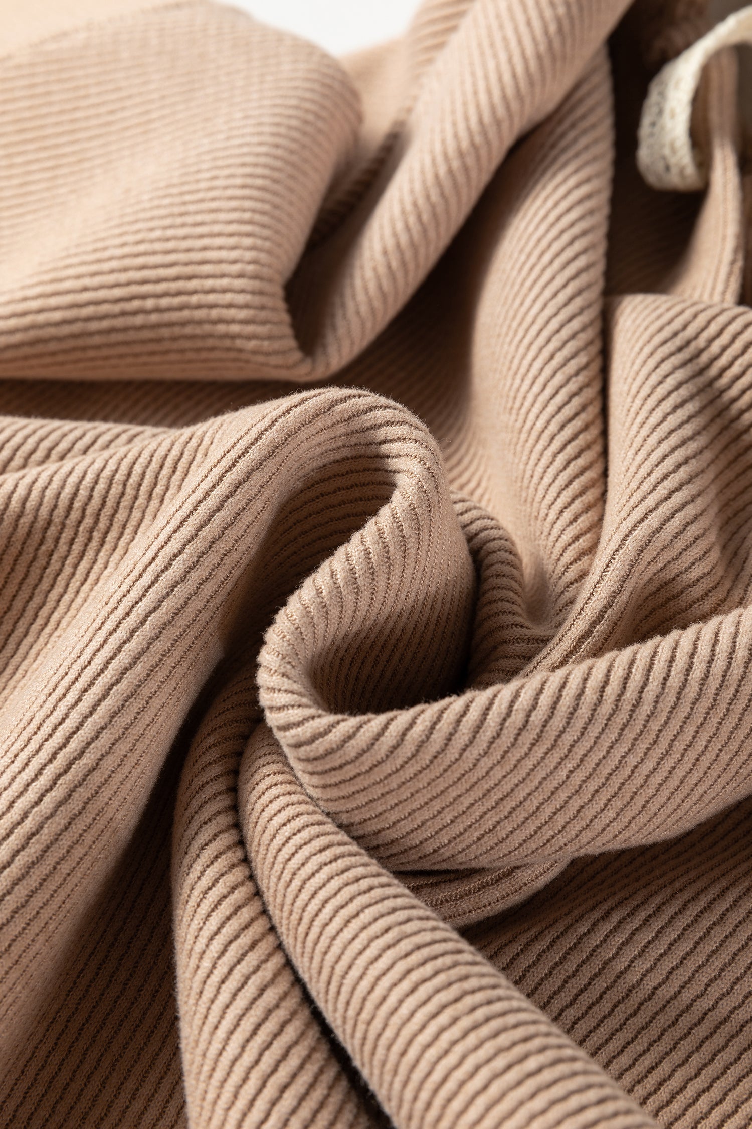 Ribbed Knit Leopard & Lace Drawstring Hoodie