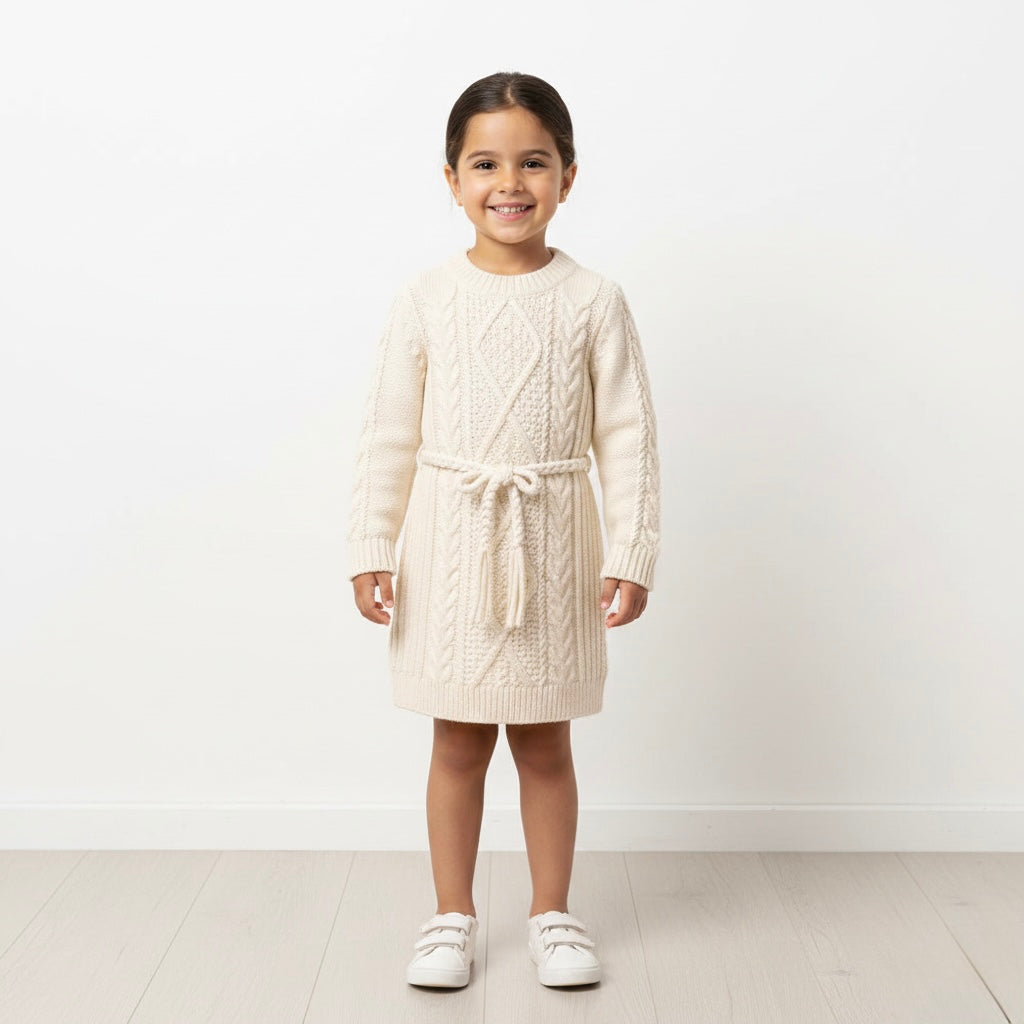 Winter Ivory Cable Knit Dress