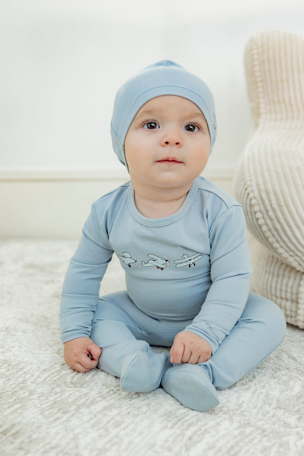 Balerina Plane Print Onesie with Hat