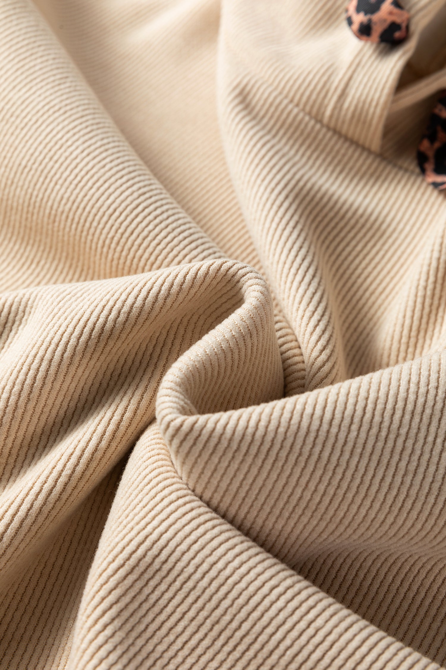 Ribbed Knit Leopard & Lace Drawstring Hoodie