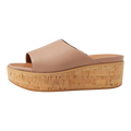 FitFlop Eloise Women Sandals Beige Leather Cork-Wrap Wedge