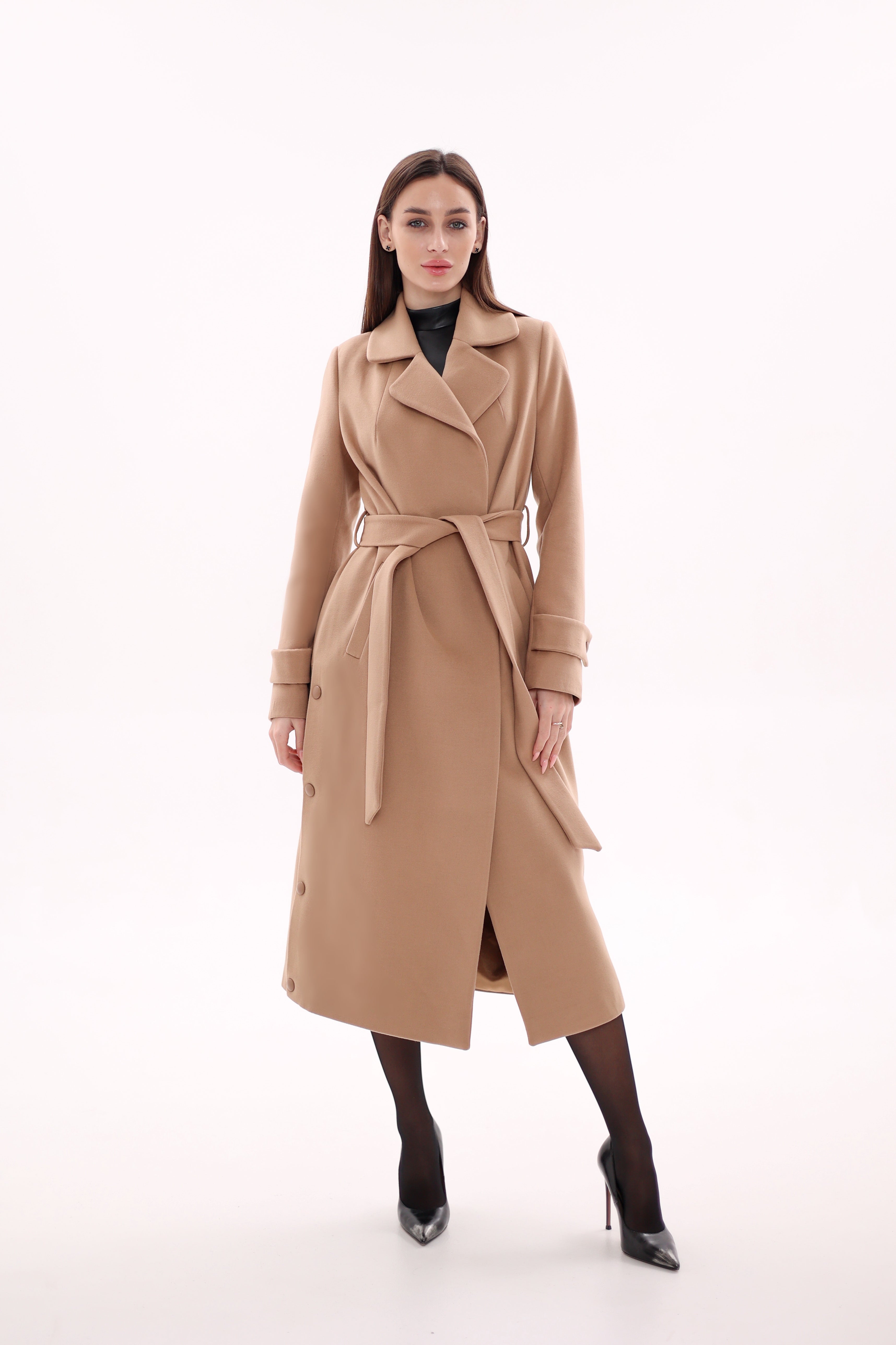 Camille Cashmere Blend Coat in Camel